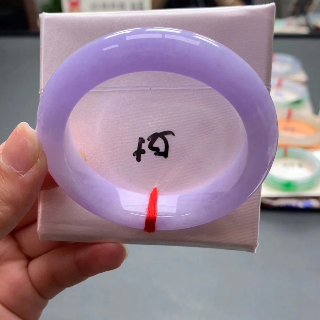 翡翠未镶嵌手镯16号52+正泥鳅背薰衣草紫罗兰