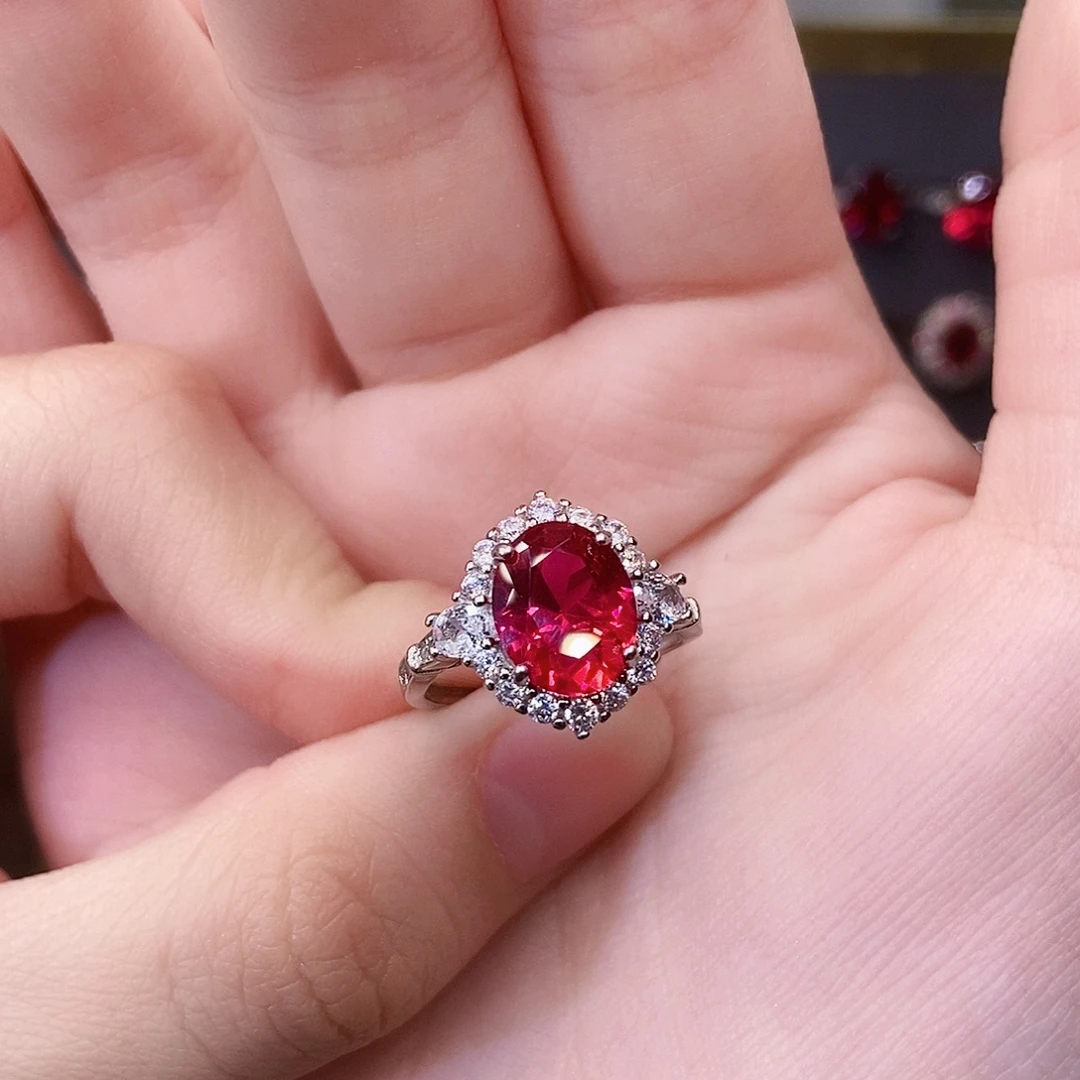 红宝石银S925镶嵌戒指