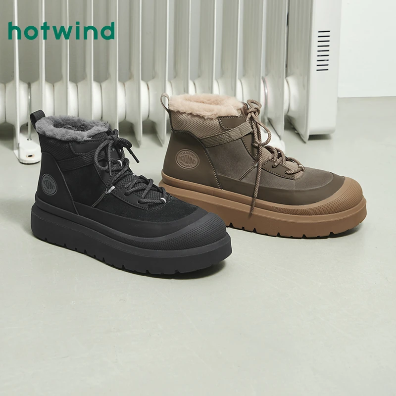 热风2025年冬季新款男士时尚休闲靴H89M25817