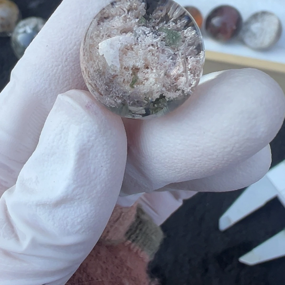 水晶粉幽灵17mm打孔定制不退换未镶嵌R****n