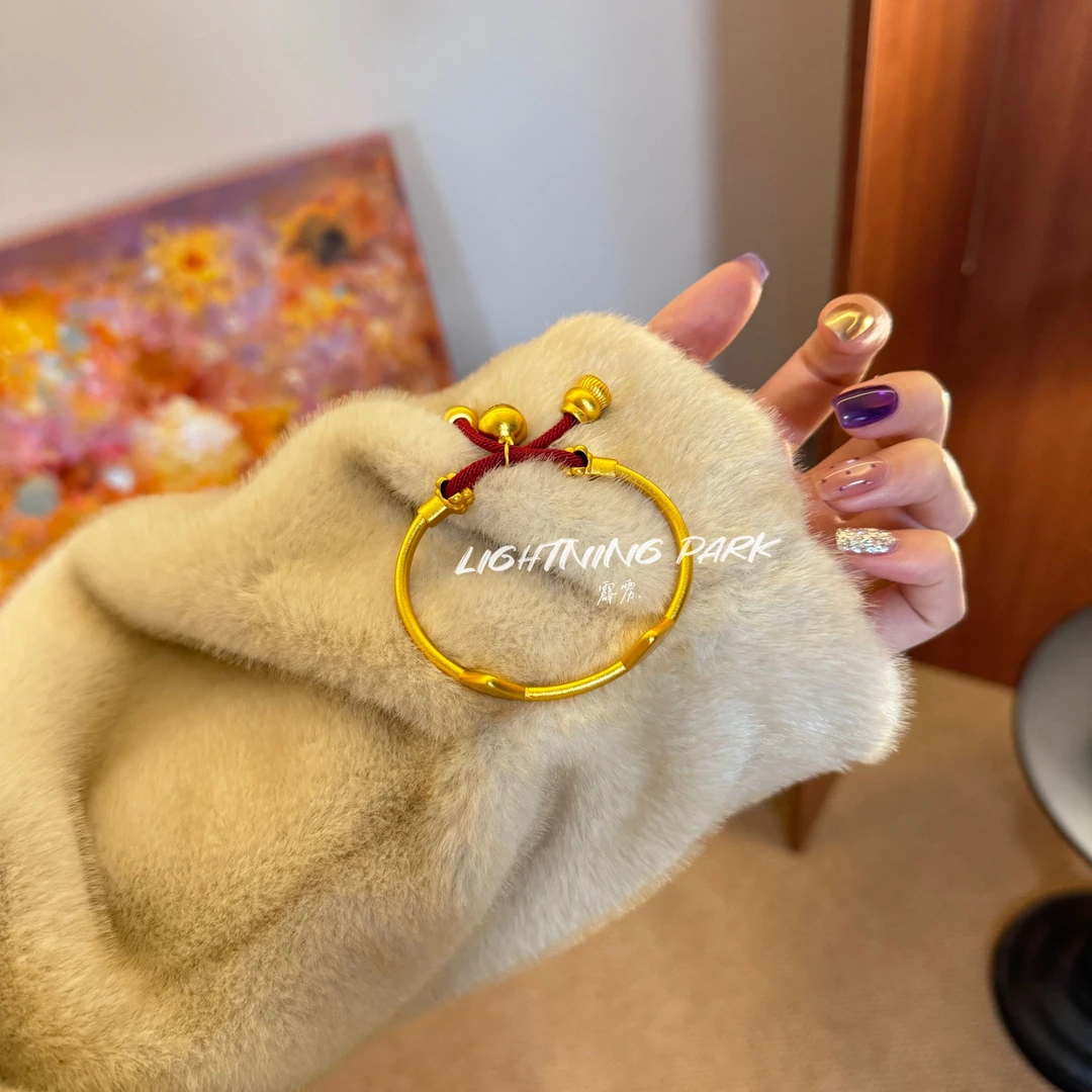 LIGHTNINGPARK 新中式猫耳朵红绳蝴蝶结铃铛手镯