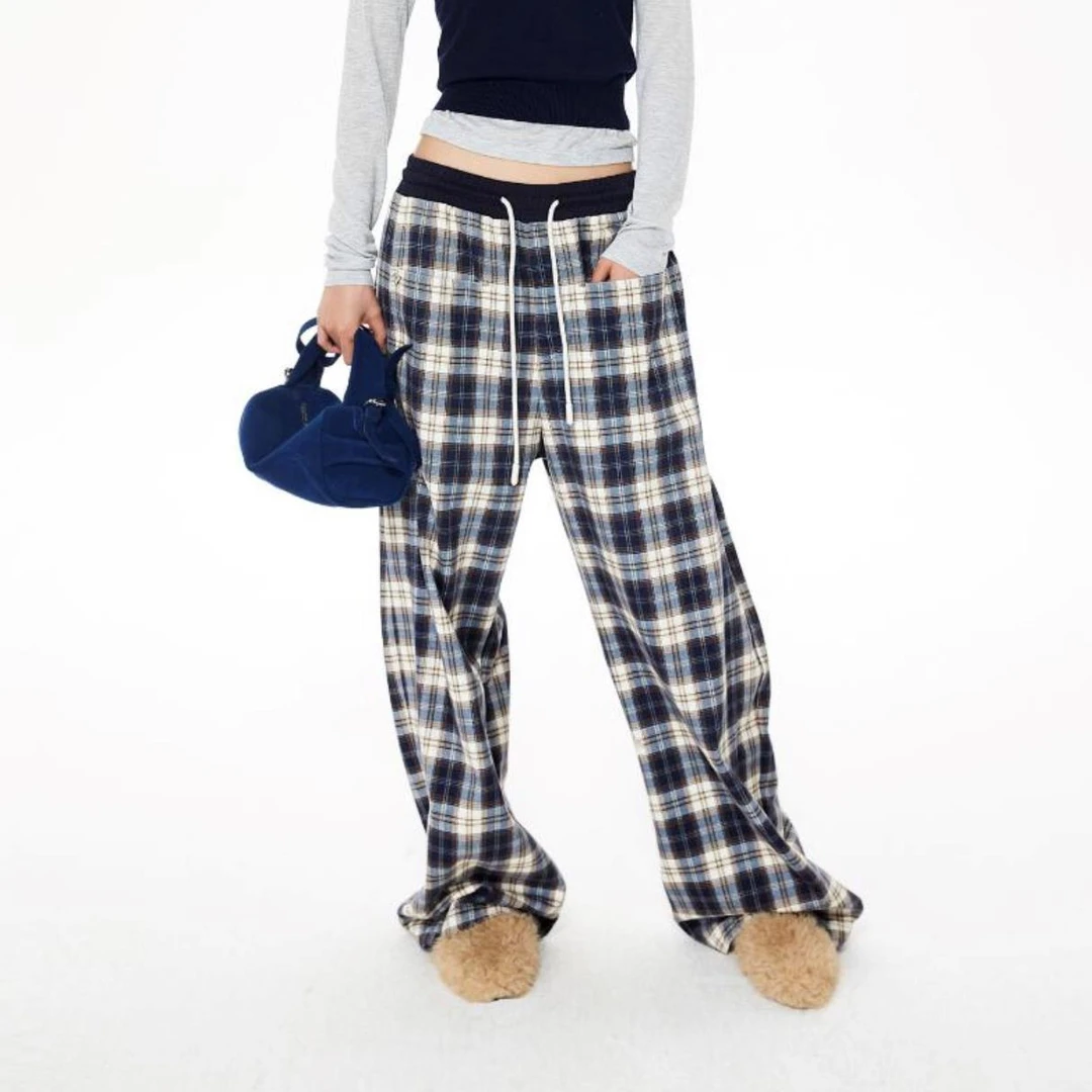 REVAN2025冬百搭格子直筒休闲长裤女1499dopdop买手店