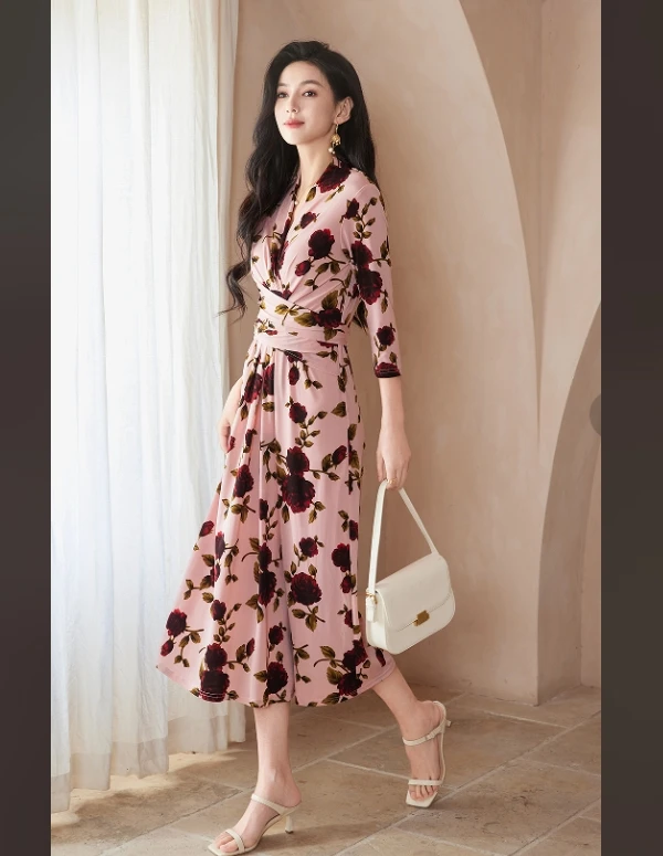 【日常新中式】复古国风连衣裙裹身裙碎花时尚修身显瘦气质礼服