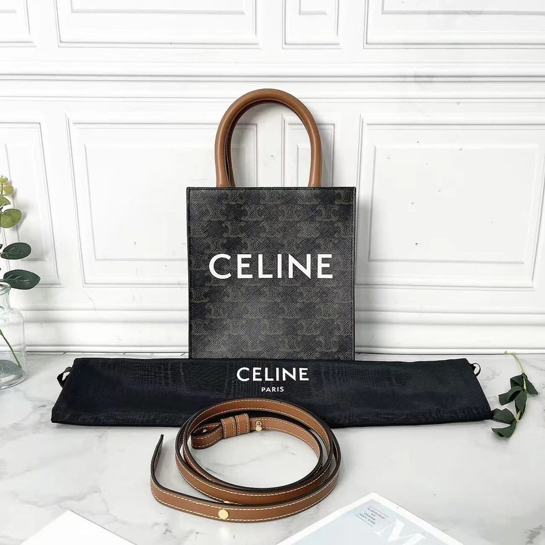 95新 Celine/思琳 Celine/赛琳老花竖款手袋托特斜挎包
