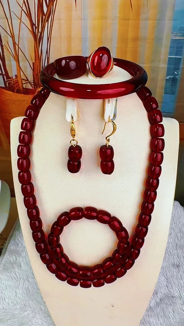 非金属树脂项链 新款二代kahirwa六件套石榴红