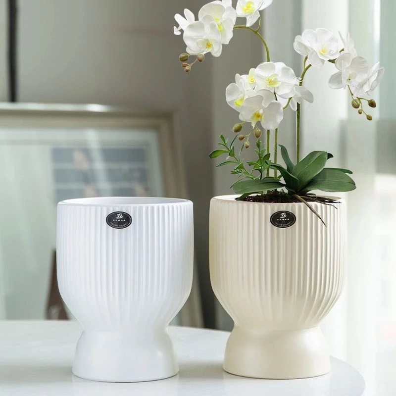花盆陶瓷北欧简约陶瓷花盆家用发财树蝴蝶兰专用创意个性绿植花盆