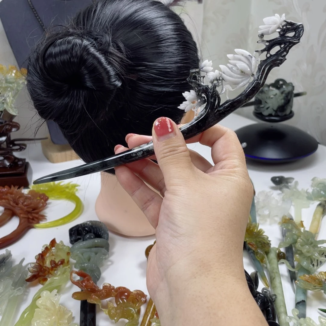 岫玉发饰未镶嵌执*✨玉兰花