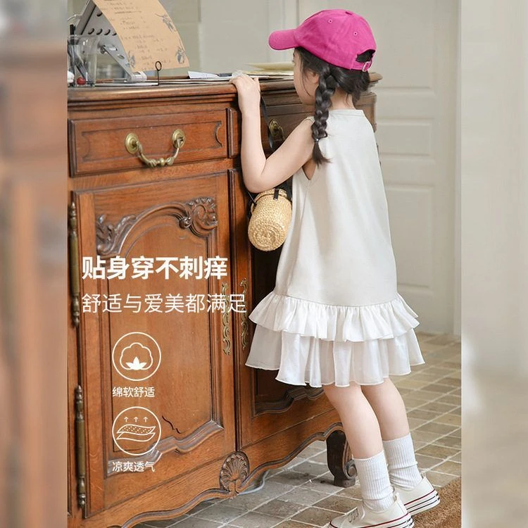 图图小象女童连衣裙2025新款夏装儿童公主裙夏季大童洋气背心裙潮