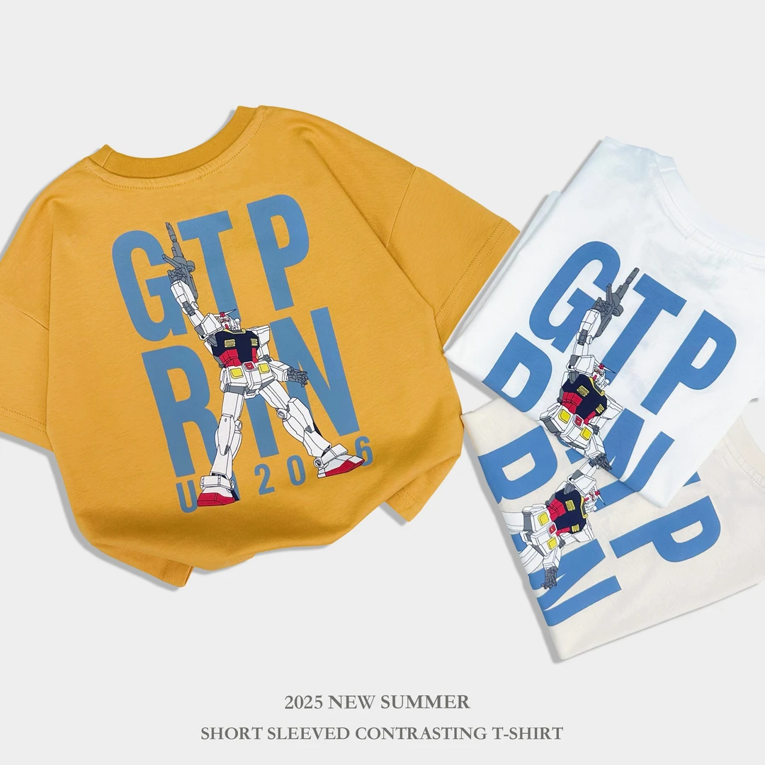 【现货】【机甲高达】潮款男童夏季纯棉t小童卡通圆领短袖t恤9843#