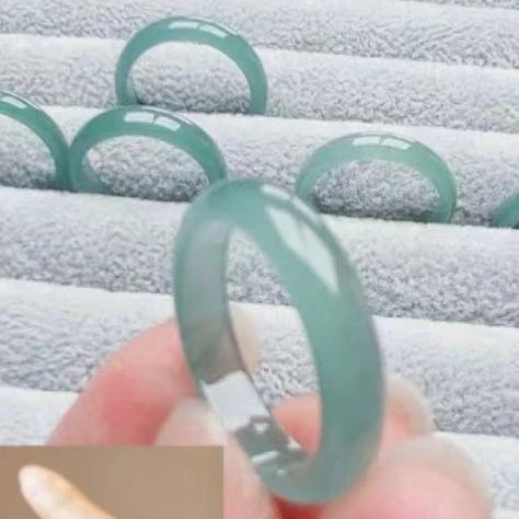天然A级蓝水高冰透玉翡翠戒圈多种号可选气质百搭情侣款潮流时尚