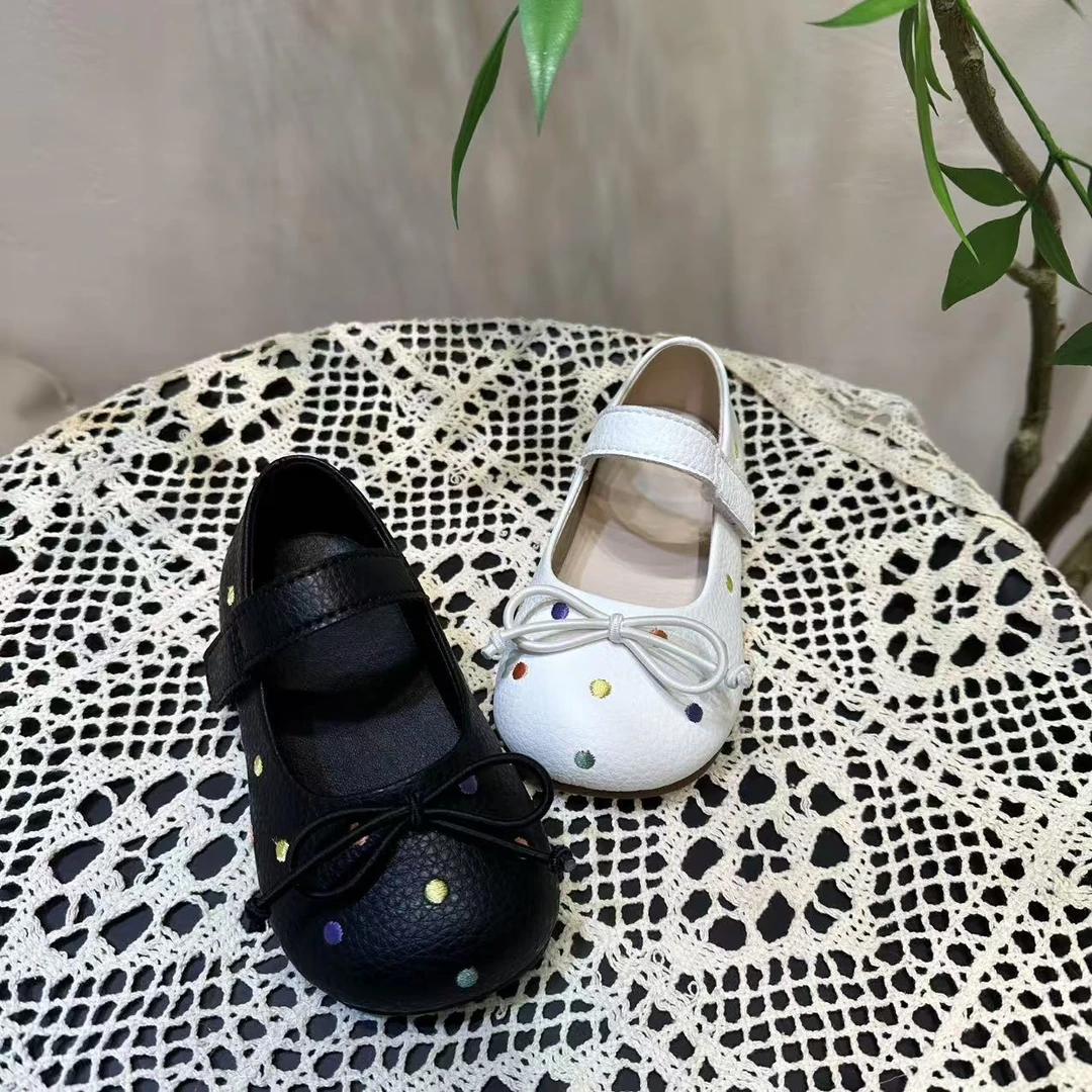 波点蝴蝶结小皮鞋2025新款洋气女童鞋子时尚款儿童公主鞋5AGDS161