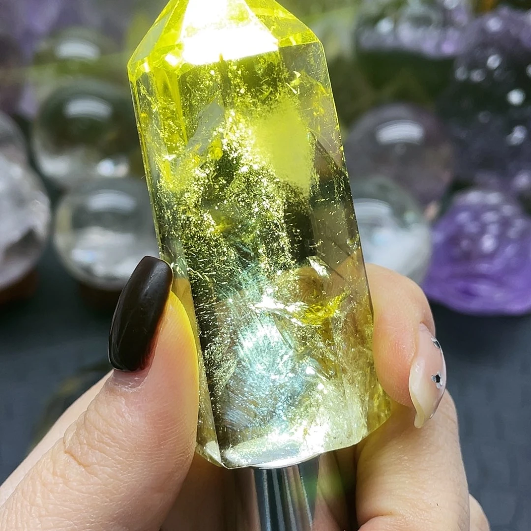 未镶嵌珠宝半成品水晶32黄水蓝针柱