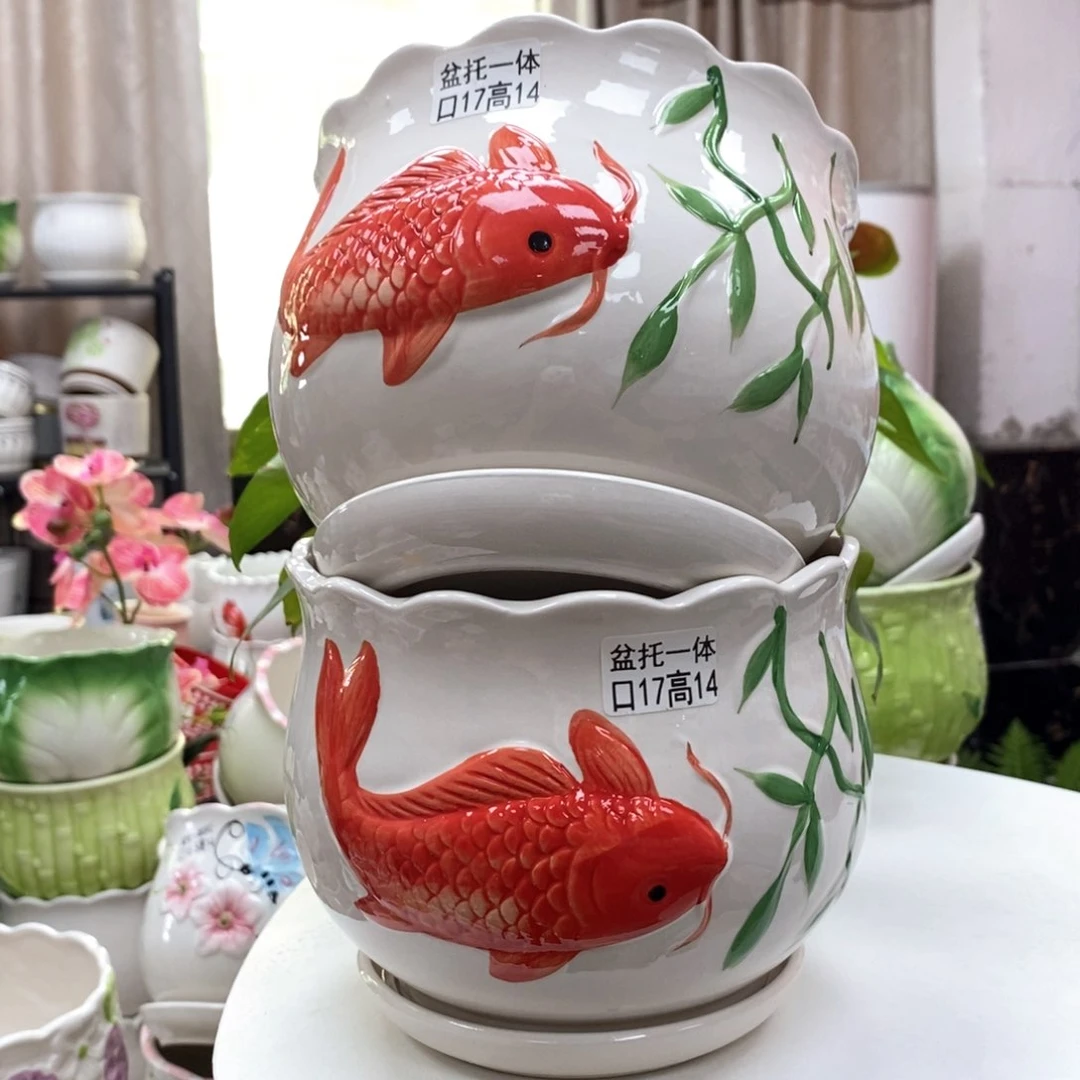 @陶瓷花盆@@年年有余