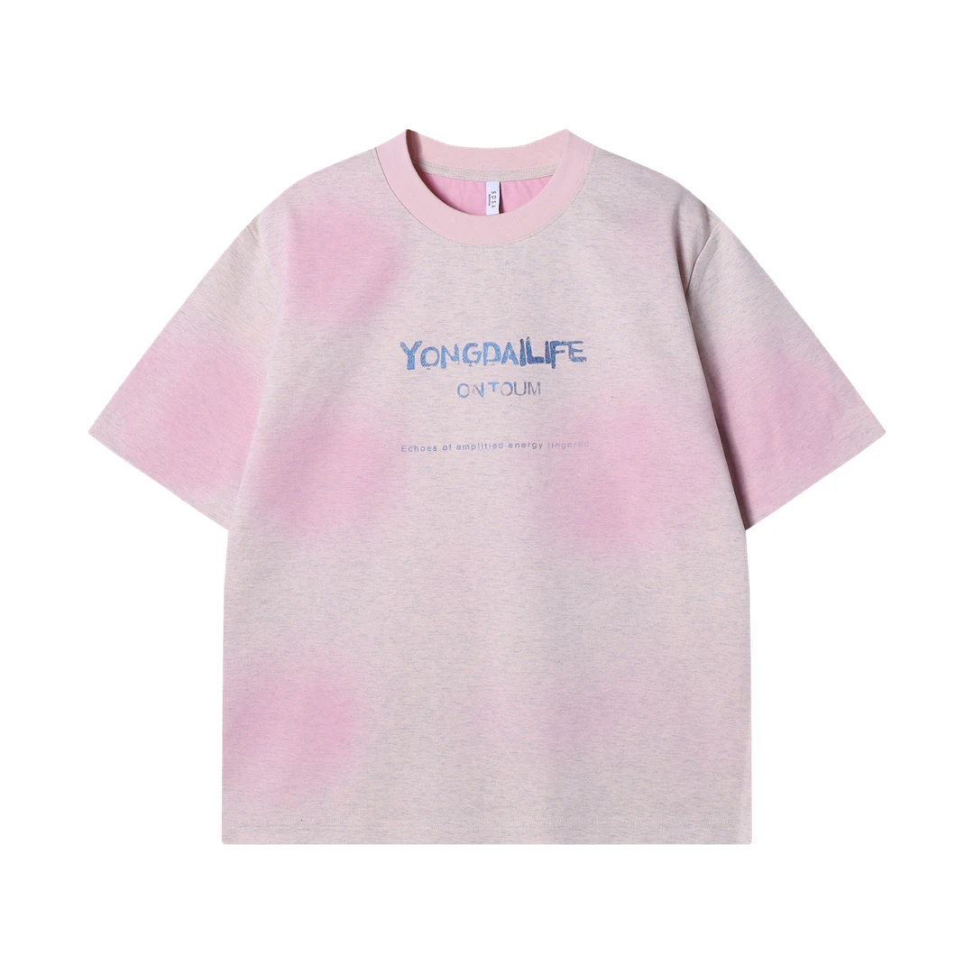 T2898夏季高级感新款韩版撞色印花字母圆领短袖T恤时尚休闲上衣