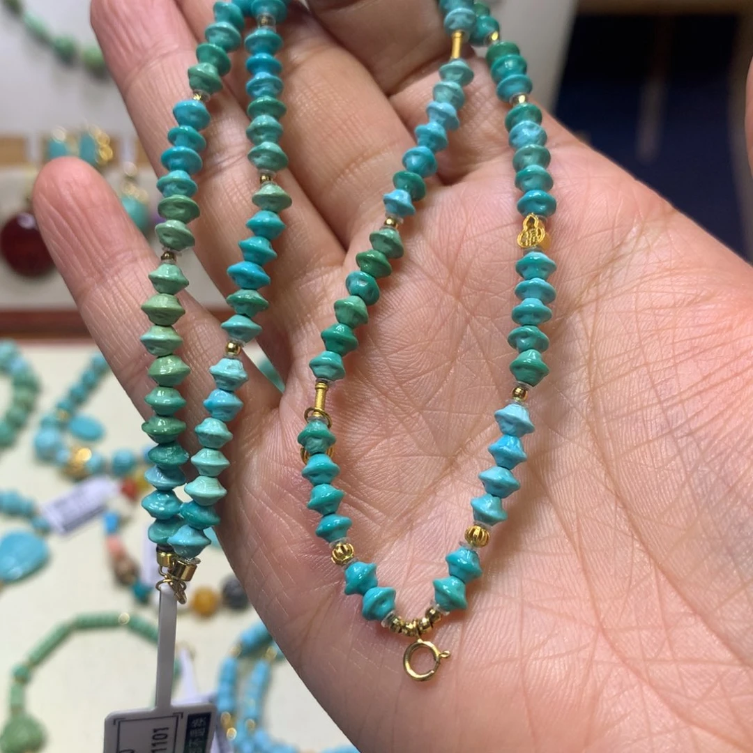 一***间绿松石18K金镶嵌项链