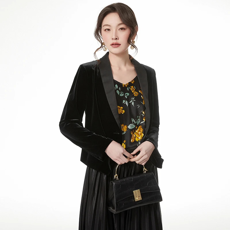 51ZJ0K0071柔柔绒感长袖上衣一粒扣气质外套女2025春