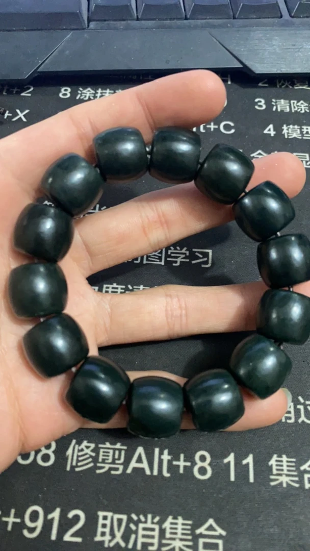和田玉青玉卡16手串
