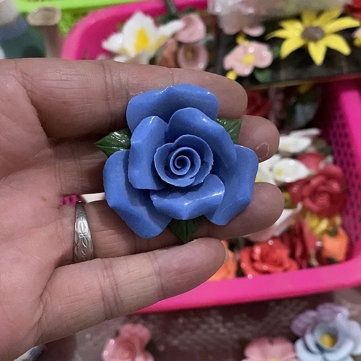 瓷片纯手工陶瓷花摆件1瑕
