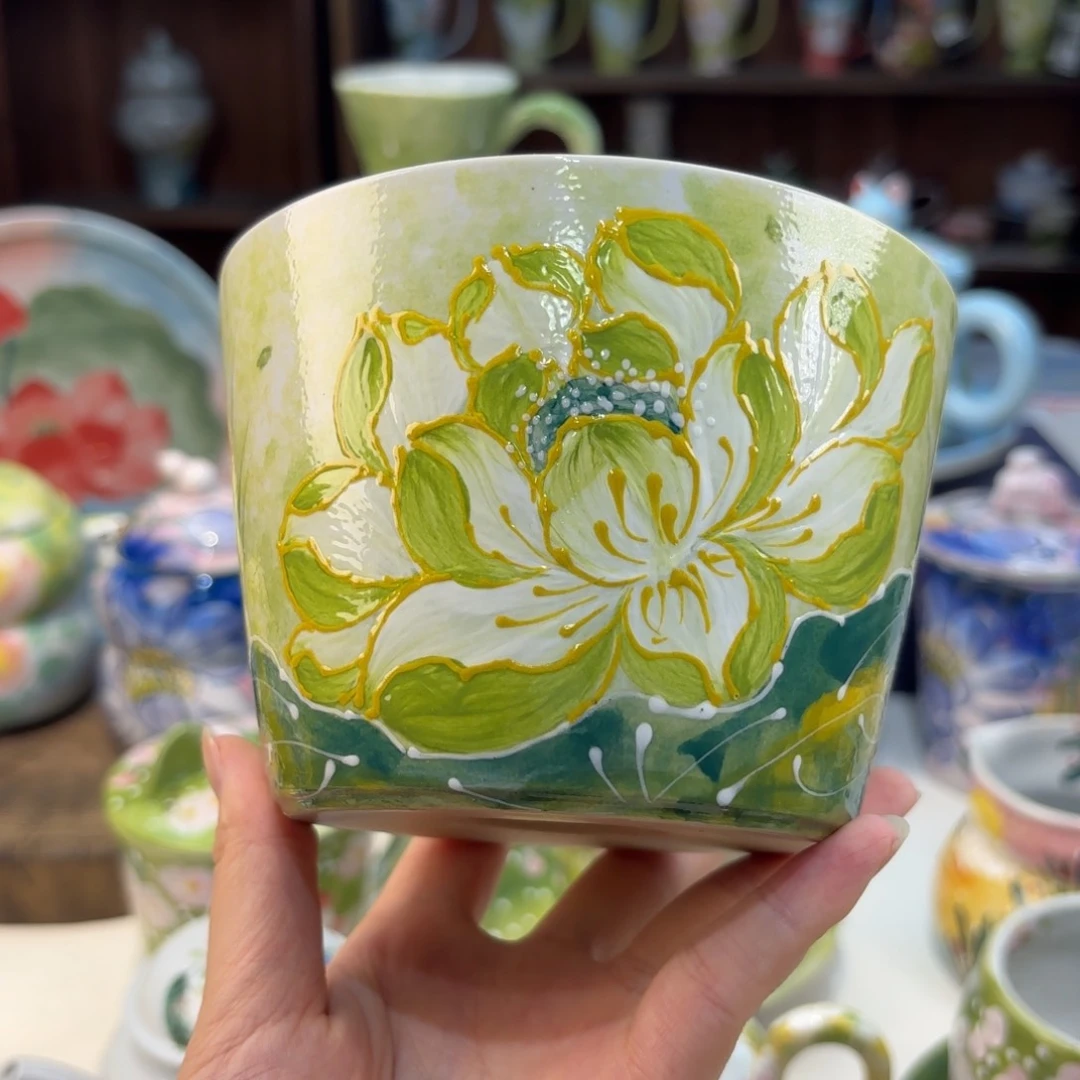 瓷片景德镇手绘高温釉下彩陶瓷茶具