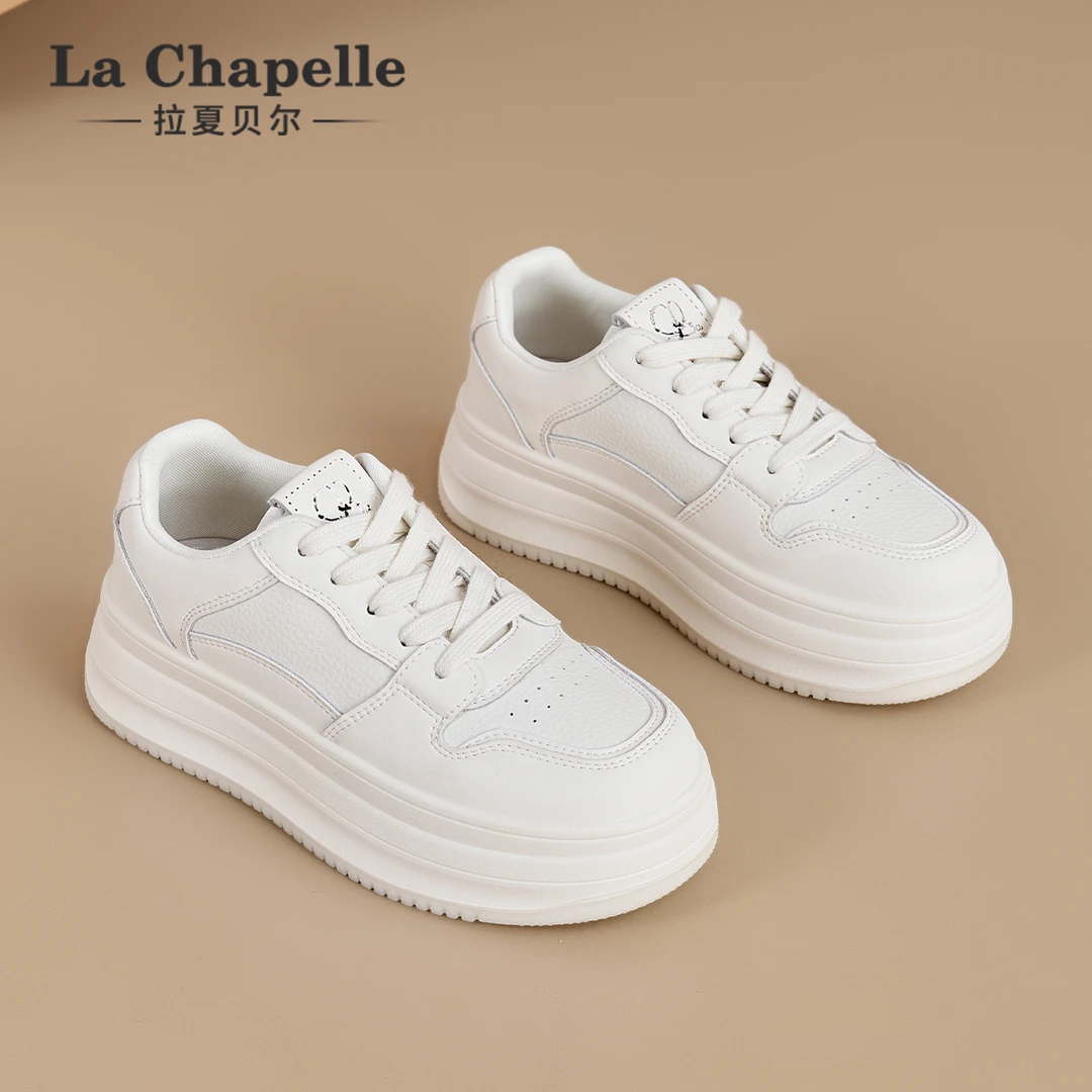 拉夏贝尔女鞋2025冬季新款厚底增高百搭小白鞋时尚休闲鞋运动板鞋