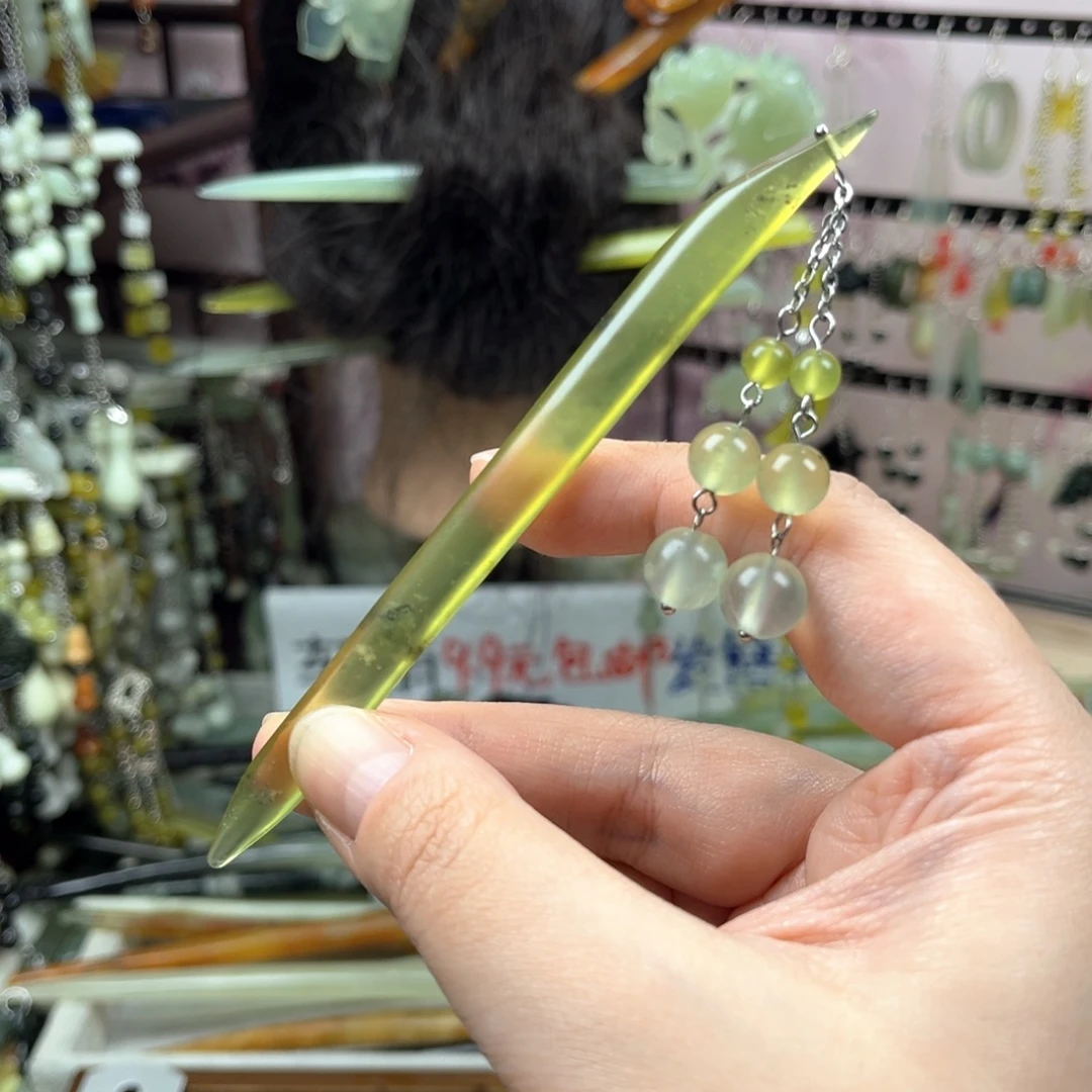 岫玉未镶嵌发饰长度12.5厘米左右