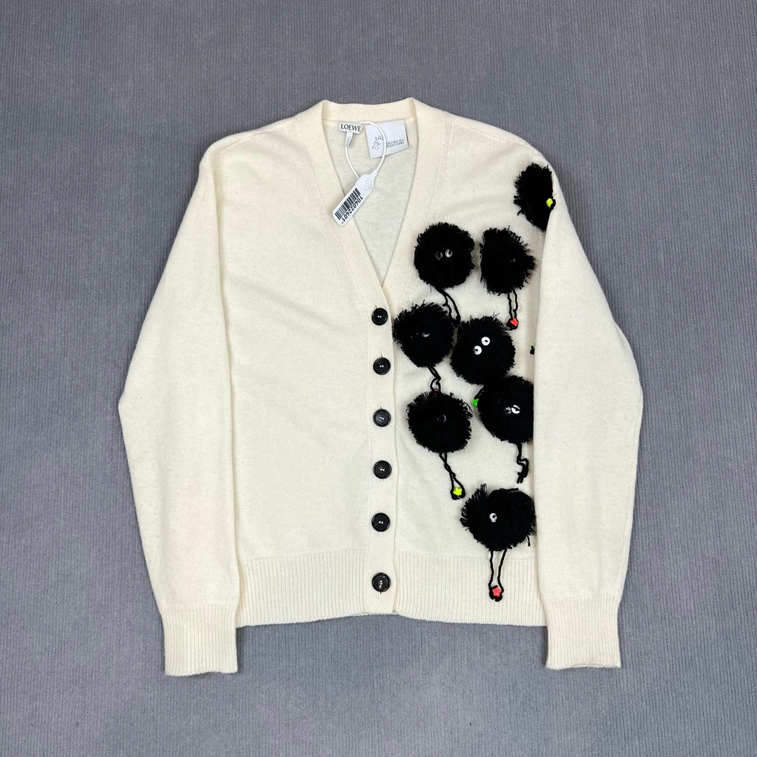 99新 LOEWE/罗意威 2501100/XS码/绒球装饰单排扣开衫外套