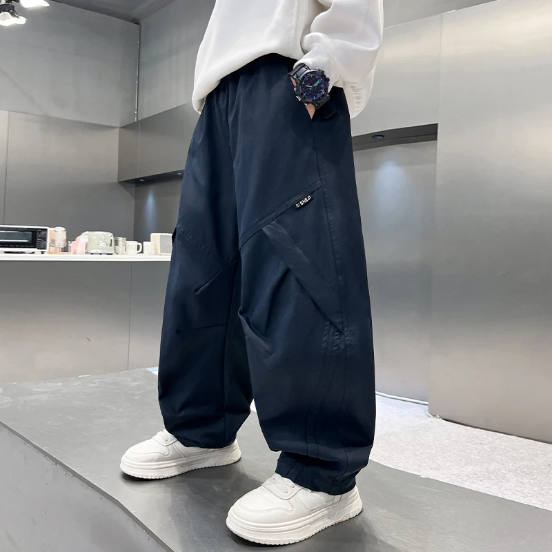 男童裤子春秋款2025新款儿童秋装中大童男孩秋季直筒休闲工装裤潮