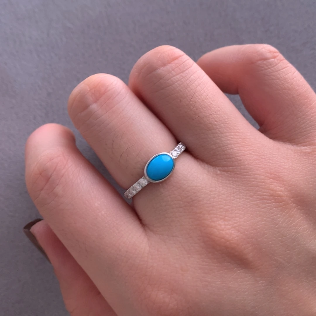 银S925镶嵌绿松石戒指