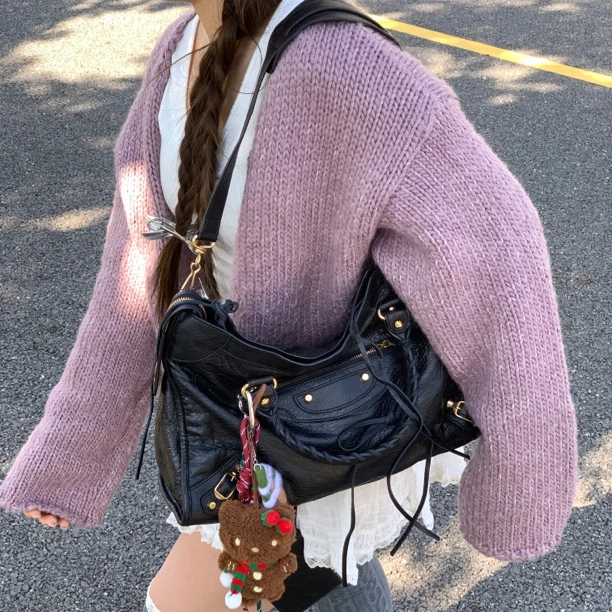 95新 Balenciaga/巴黎世家 巴黎世家黑金机车中号底长37D1838