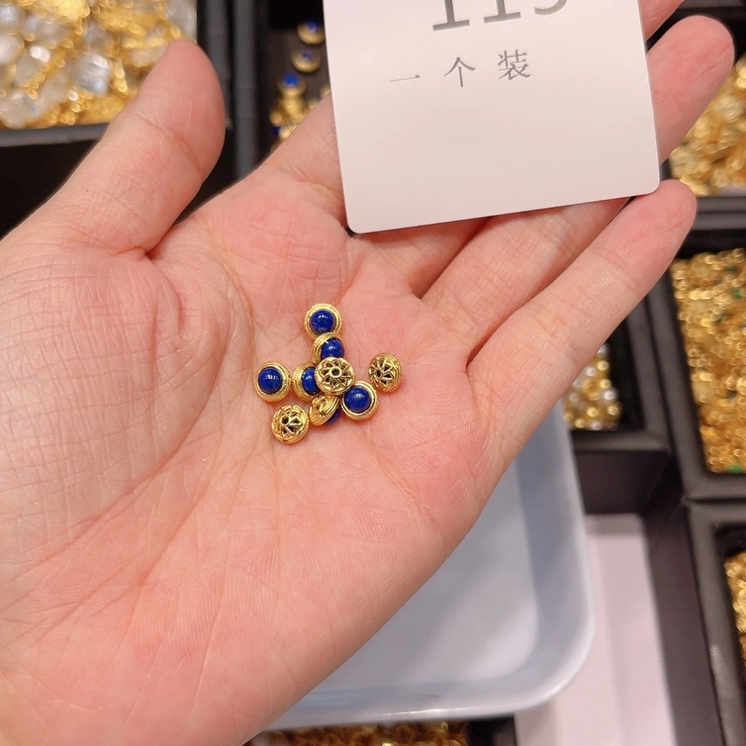 水晶珠宝半成品银S925镀金镶嵌119 。