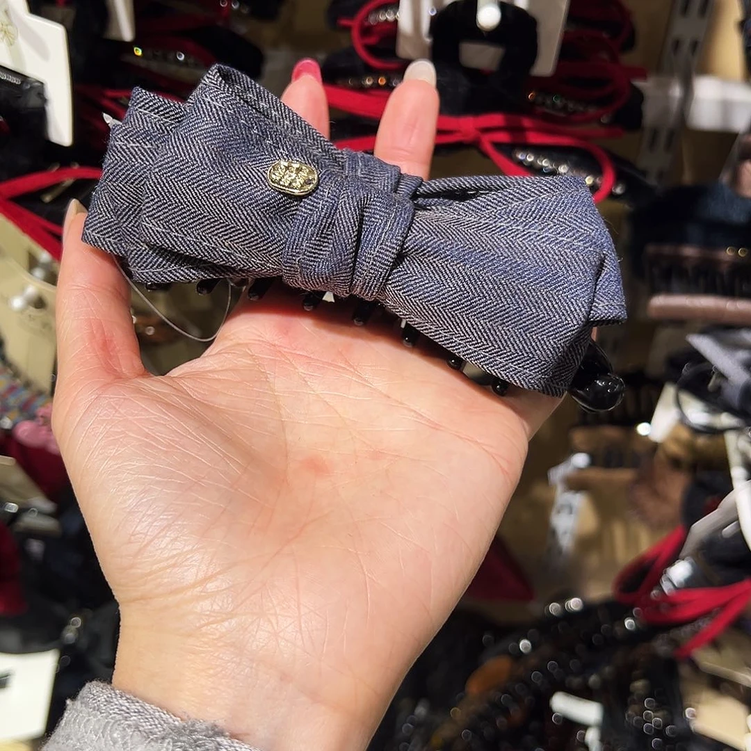 棉涤纯棉灰色蝴蝶结香蕉夹