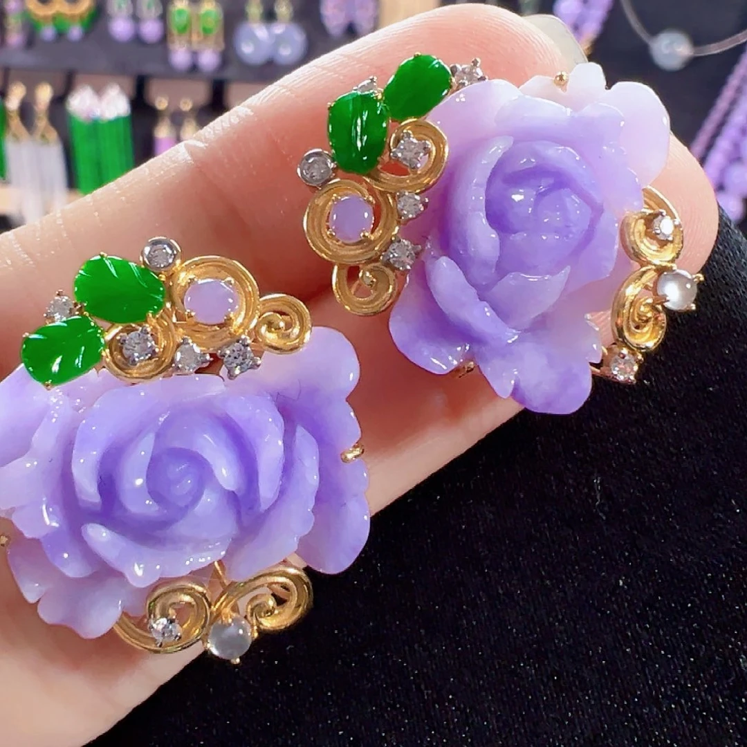 翡翠18K金镶嵌耳饰签收后24小时鉴赏期