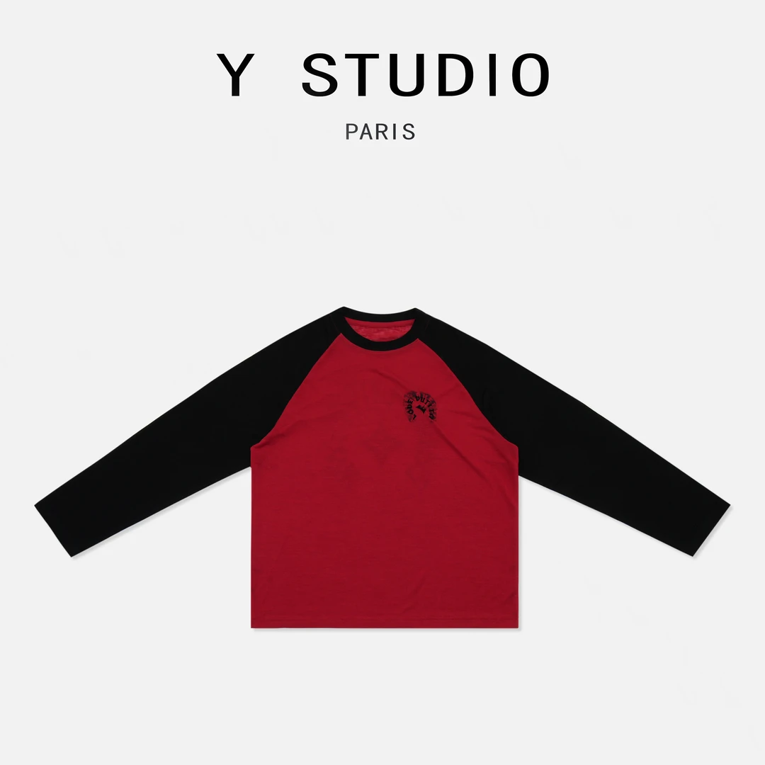 【大妮专属】（昼雨声声）25早秋设计拼接印花亲肤柔软圆领长袖T恤