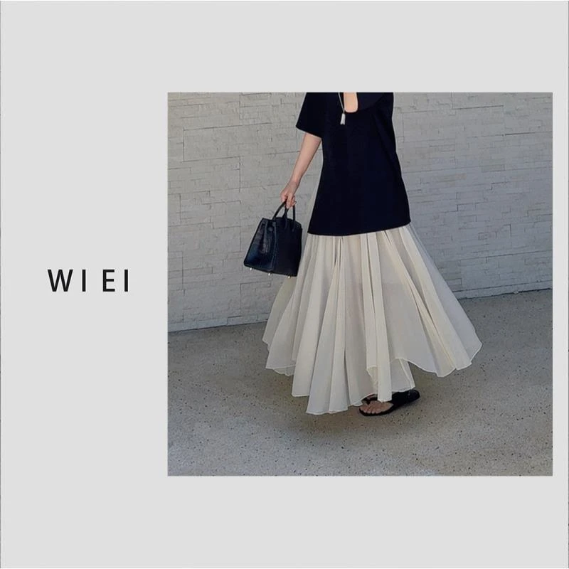 《WI EI》琉光裙*薄纱飘逸 垂感舒适 氛围美学不规则半身裙 25175