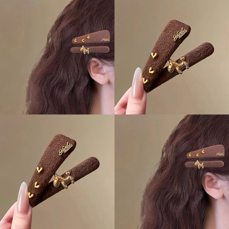 秋冬可爱小马爱心发夹女甜美前额碎发BB夹侧边刘海一字夹新款头饰