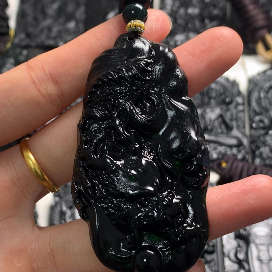 天然缅甸a货钢琴黑挂件