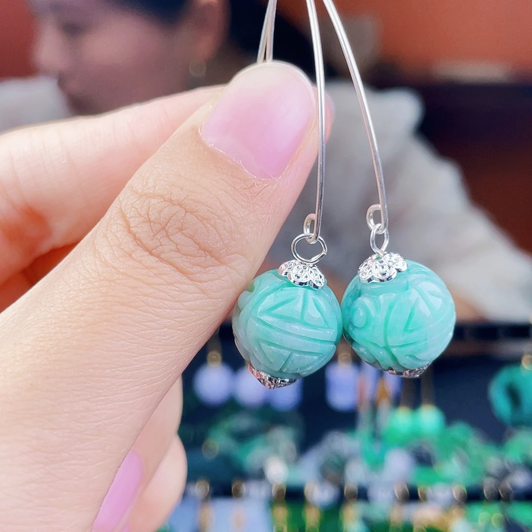 翡翠银S925镶嵌耳饰