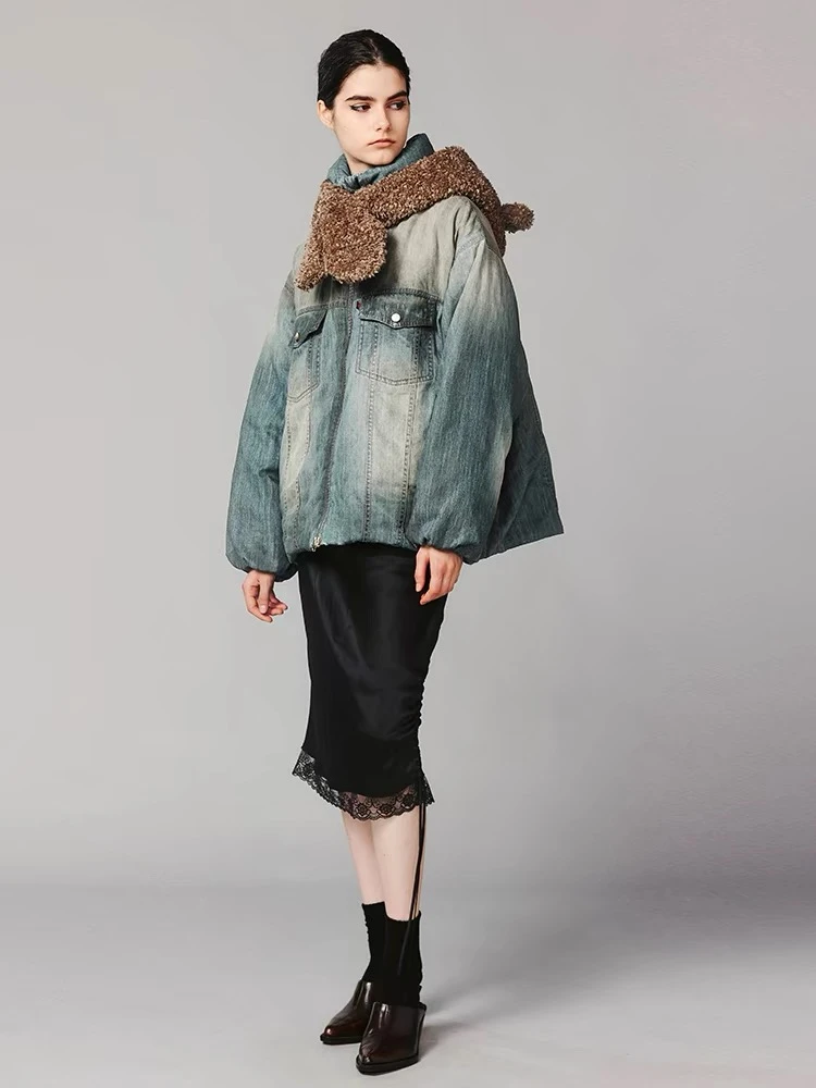 【AlinaDan】丫2024冬季复古玩偶小熊牛仔夹克UY24432Y137162