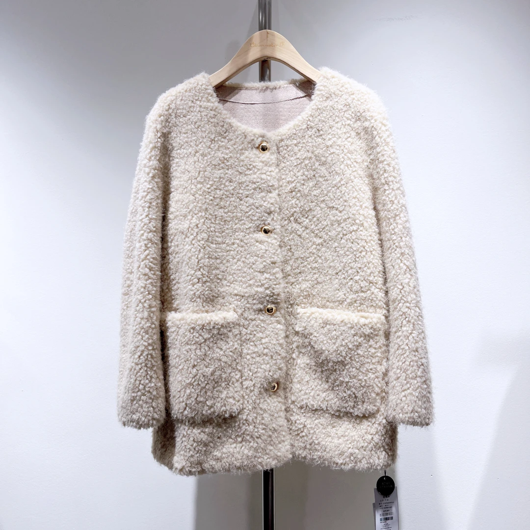 潔牌颗粒绒圆领时尚外套