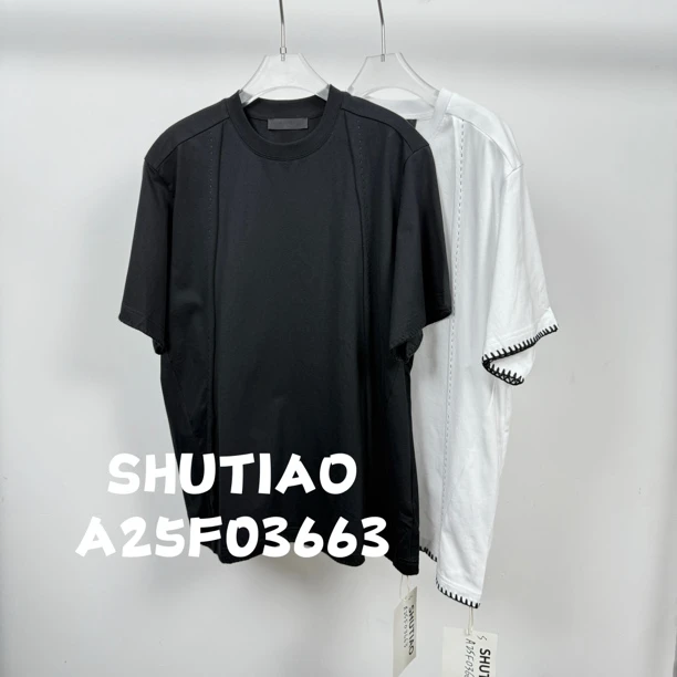 【SHUTIAO】2025夏季：新款小众设计款T恤A25F03663