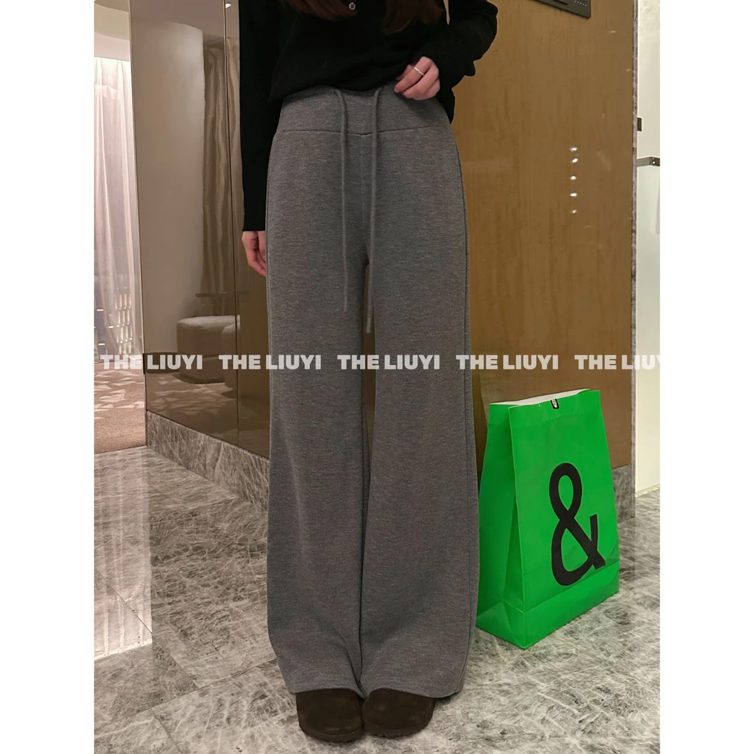 【LIUYI】舒服裤~秋冬羊毛混纺绒感加厚高腰窄版显瘦休闲裤5917A6