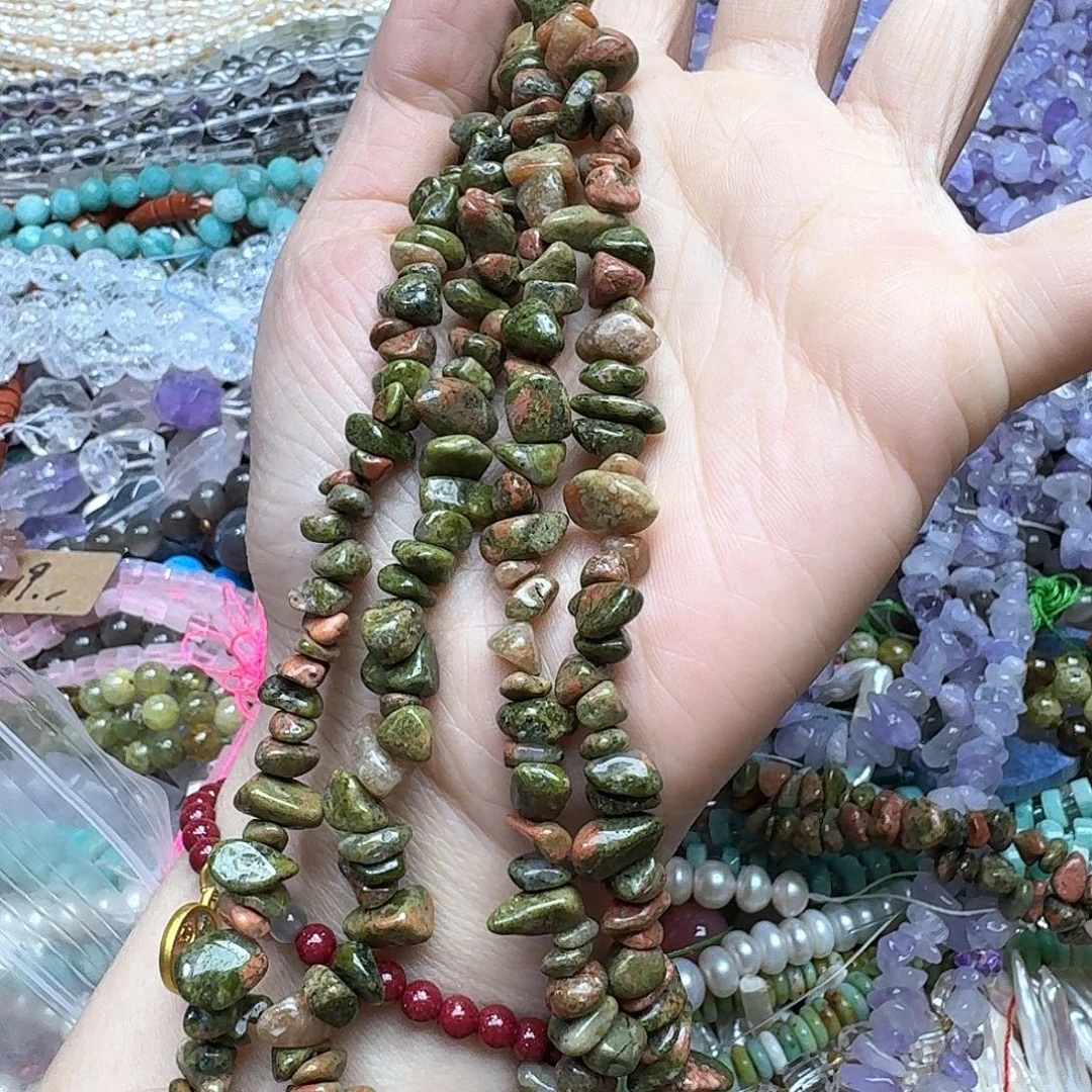 玛瑙/玉髓未镶嵌珠宝半成品一条花绿宝碎石毛衣链