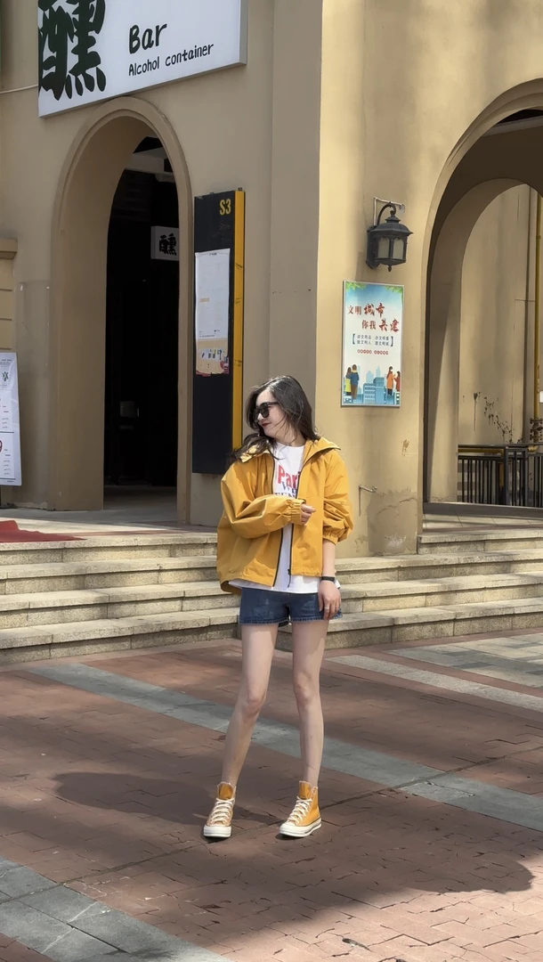 CHANGMEILI 常美丽橘黄色防风防水冲锋衣外套