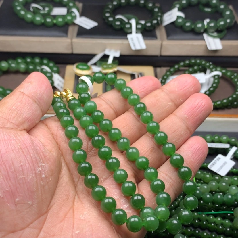 【闪购商品】项链未镶嵌和田玉（碧玉）书*8mm