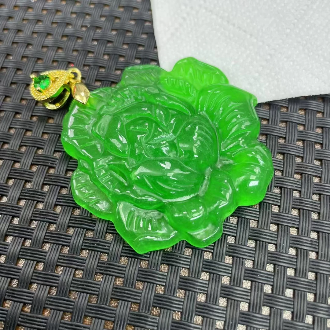 【大喜儿】透绿花吊坠-12WQ1861
