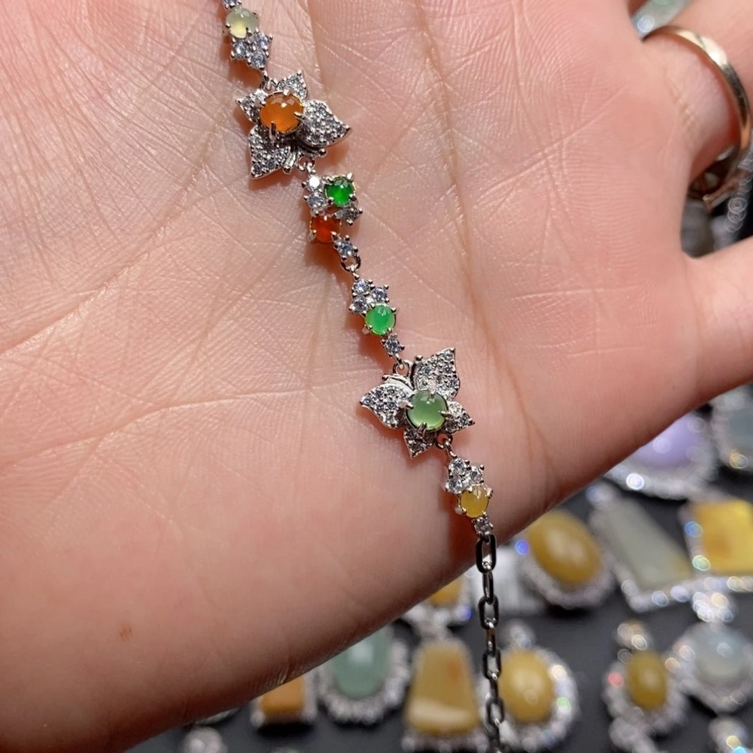 翡翠手链银S925镶嵌风**云c c c