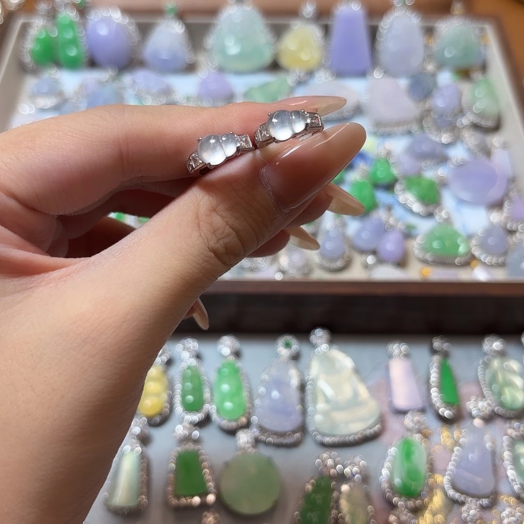 翡翠银S925镶嵌耳环