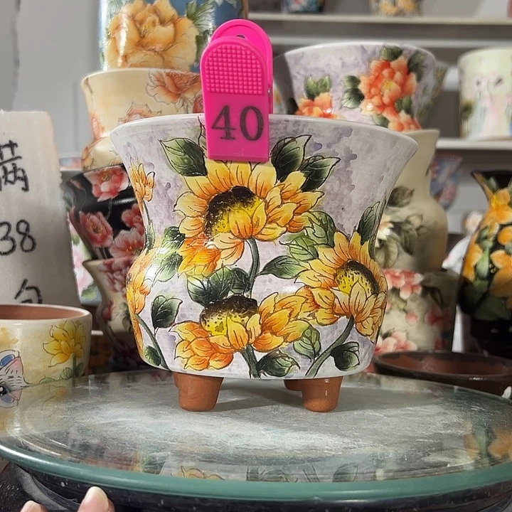 景德镇幸运花盆手绘韩式花盆