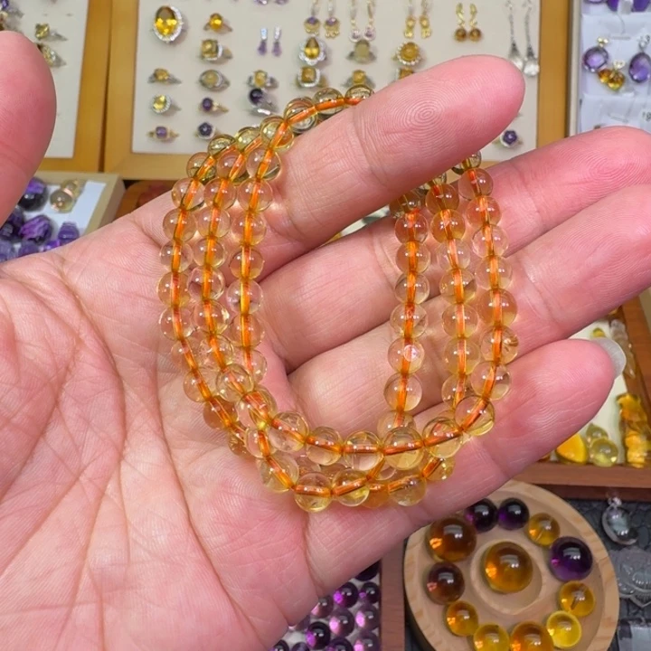黄晶手串未镶嵌多圈