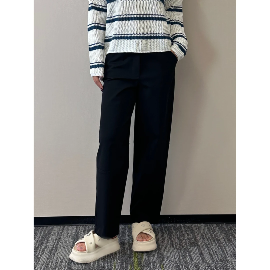 春夏宽松黑色高腰休闲时尚显瘦阔腿裤22136